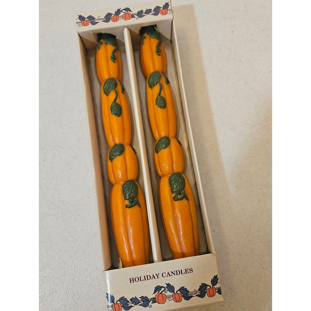 Vintage Russ Harvest Pumpkin Candles Fall HolidayTaper Candles in the box